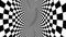 4k Seamless loop. Chess illusion geometric kaleidoscope. Wormhole room. Black and white optical illusion tunnel