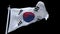 4k seamless Republic of Korea flag waving in wind.alpha channel included.