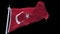 4k seamless Turkey flag waving in wind.alpha channel included.
