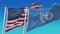 4k Seamless United Nations & United States of America Flags blue sky,UN USA US.