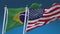 4k Seamless United States of America and Brazil Flags background,USA BRA.