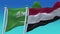 4k Seamless Yemen and Saudi Arabia Flags with blue sky background.