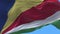 4k Seychelles National flag wrinkles waving wind sky seamless loop background.