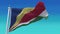 4k Seychelles National flag wrinkles waving wind sky seamless loop background.