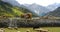 4k sheep graze on the prairie,clouds mass rolling over snow mountains in tibet.