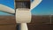 4K slow motion Closeup of windmill turbine and blade rotation for alternative energy, wind turbine work for clean