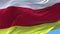 4k South Ossetia National flag wrinkles loop seamless wind in sky background.