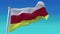 4k South Ossetia National flag wrinkles seamless waving wind sky background.