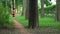 4K Sports lifestyle. Road runner young asian woman running on path in park