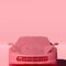 4K Square front view a pink metalic supercar with pink pastel color background isolated, JDM japan car or Japanese Domestic Market