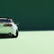 4K Square rear or back view agle a white metalic supercar with green pastel color background isolated, JDM japan car or Japanese D