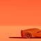 4K Square side view a orange metalic supercar with Orange pastel color background isolated, america or usa car, realistic rendered