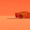 4K Square side view a orange metalic supercar with Orange pastel color background isolated, america or usa car, realistic rendered