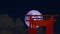 4k Super moon rise back on silhouette torii on night sky