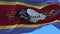 4k Swaziland National flag wrinkles waving wind sky seamless loop background.