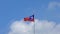 4K, Taiwanese flag waving in the wind at Taipei internatinal airport.