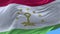 4k Tajikistan National flag wrinkles loop seamless wind in blue sky background.