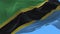 4k Tanzania National flag wrinkles waving wind sky seamless loop background.