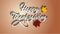 4K Thanksgiving greeting card with Happy Thanksgiving lettering text. Ifinity loop thanksgiving card. White text. Brown