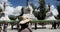 4k tibet people turn spinning buddhist prayer wheels,Potala & white stupa.