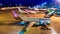 4k Time Lapse Day to Night Airplane Of Malasia Airlines Transportation In Kuala Lumpur International Airport, Malaysia