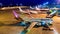 4k Time Lapse Day to Night Airplane Of Malasia Airlines Transportation In Kuala Lumpur International Airport, Malaysia