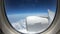 4K Time lapse inflight commercial airplane windows view with big engine