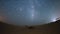 4K Time lapse of night sky milky way in sand dune desert with lonely camel in farm