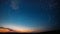 4k Time Lapse Night Starry Sky. Dawn Is Coming. Amazing Stars Effects In Sky. Daybreak Sky. Soft Blue-orange-pink