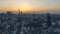 4k time lapse of night to day sunrise scene at Tokyo city skyline with Tokyo Tower