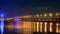 4K. time lapse night traffic on the bridge over the Dnieper River. 4096x2304.