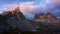 4K Time lapse of Tre cime mountain at sunrise, Dolomites, Italy