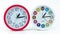 4k timelapse of beautiful classic analog clock moving fast isolated on white background.White Clock Face in Time Lapse Stop motion