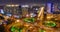 4k timelapse busy urban traffic on overpass at night,urban morden building,QingDao china.