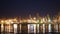 4K Timelapse, cargo ship moving load at port of Odessa. Night Time lapse