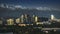 4k Timelapse movie film clip of Almaty City Sunset Sunrise on a background of snow-capped Tian Shan mountains in Almaty