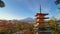 4K Timelapse of Mt. Fuji with Chureito Pagoda at sunrise, Fujiyoshida, Japan