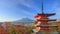 4K Timelapse of Mt. Fuji with Chureito Pagoda at sunrise, Fujiyoshida, Japan