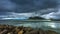 4K TimeLapse. Whirlpool of water and the storm clouds in the strait the Atlantic ocean. Iceland, 15 June 2015