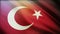 4k Turkey National flag wrinkles loop seamless wind in Turk blue sky background.
