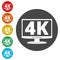 4K tv icon, Ultra HD 4K icon