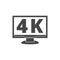 4K tv icon, Ultra HD 4K icon