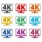 4K tv icon, Ultra HD 4K icon, color icons set