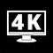 4K tv icon, Ultra HD 4K icon on dark background