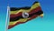 4k Uganda National flag wrinkles waving wind sky seamless loop background.