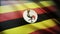 4k Uganda National flag wrinkles in wind Ugandan seamless loop background.