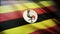 4k Uganda National flag wrinkles in wind Ugandan seamless loop background.