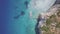 4K UHD Aerial view of Agios Nikolaos blue caves in Zakynthos Zante island, in Greece - Log