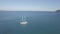 4K UHD Aerial view of a boat mooring in laganas bay in Zakynthos Zante island, in Greece Log