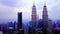 4K UHD close-up footage of Kuala Lumpur City Center KLCC in the morning captured using drone